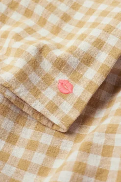 Ellos Homewear-Home Skjorte Elly Check Camp Collar i genanvendt halvlinned