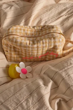 Ellos Homewear-Home Toilettaske Elly Check i genanvendt halvlinned