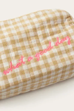 Ellos Homewear-Home Toilettaske Elly Check i genanvendt halvlinned