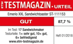 Emerio Små Køkkenmaskiner-Sandwichtoaster, 4 skiver XXL
