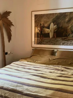 HKliving Sengetæpper-Vida stribet sengetæppe kastanje/creme