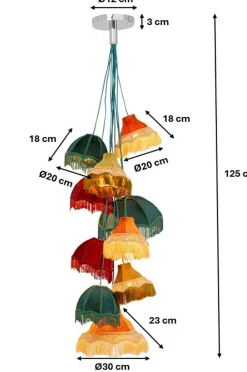 KARE Design Loftlamper-Pendellampe Saloon Fringes 10-lite
