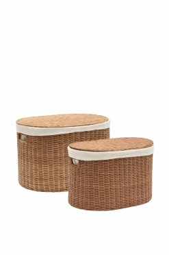 Kave Home Kurve-Indali sæt med 2 rattan-kurve, Ø 50 cm / Ø 55 cm