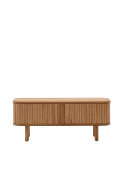 Kave Home Tv-Bænke-Mailen tv-bord med 2 døre i askefinér med mørk finish 120 x 50 cm