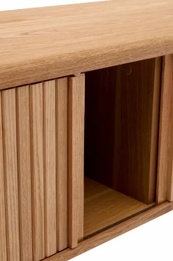 Kave Home Tv-Bænke-Mailen tv-bord med 2 døre i askefinér med mørk finish 120 x 50 cm