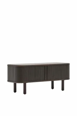 Kave Home Tv-Bænke-Mailen tv-bord med 2 døre i askefinér med mørk finish 120 x 50 cm