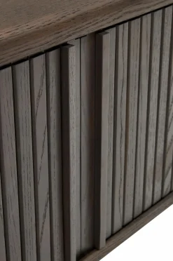 Kave Home Tv-Bænke-Mailen tv-bord med 2 døre i askefinér med mørk finish 120 x 50 cm