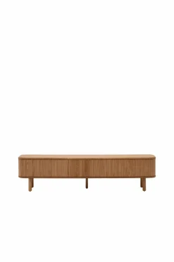 Kave Home Tv-Bænke-Mailen tv-bord med 2 døre i askefinér med mørk finish 200 x 50 cm