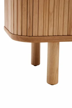 Kave Home Tv-Bænke-Mailen tv-bord med 2 døre i askefinér med mørk finish 200 x 50 cm