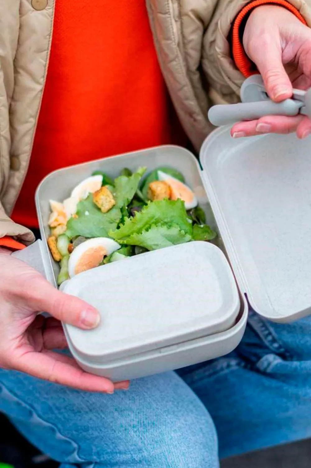 Koziol Køkkenopbevaring-Sæt Med 2x madkasse og bestik Candy Ready