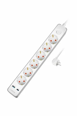 LogiLink Lampetilbehør-Forlængerledning 6-vejs + USB-A/USB-C
