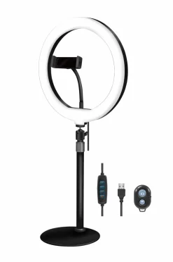LogiLink Mobiltelefoner, Tablets & Tilbehør-Ring Light for Smartphone Ø 25 cm med bordstativ