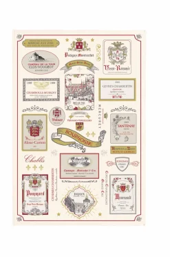 Maison Vivaraise Køkkentekstiler-Køkkenhåndklæde Etiquettes Bourgogne 48x72
