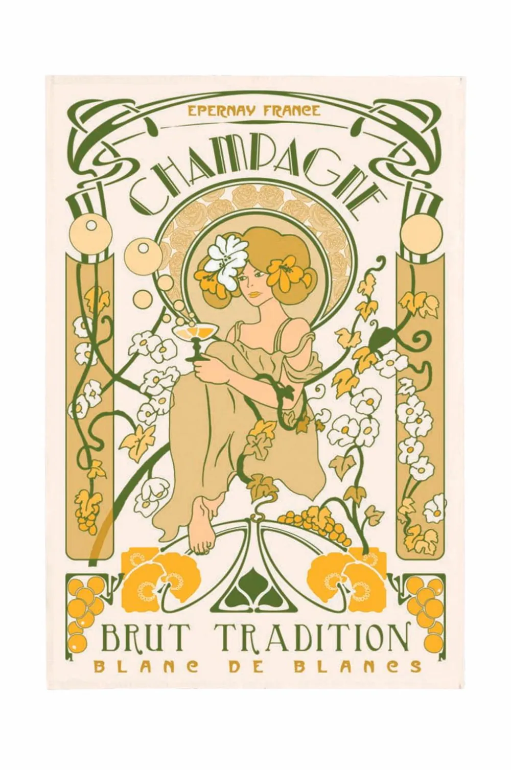 Maison Vivaraise Køkkentekstiler-Køkkenhåndklæde Champagne Art Deco 48 X 72