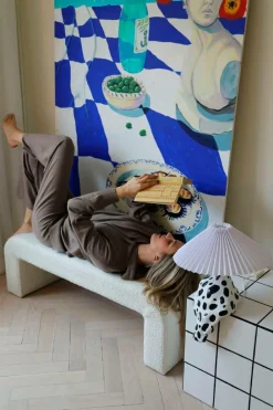 Pastill Stole & Skamler-Odette bænk i bouclé 120x41 cm