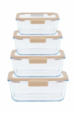 Pebbly Køkkenopbevaring-5 stk. sæt: 4 rektangulære kasser & luftvakuumpumpe