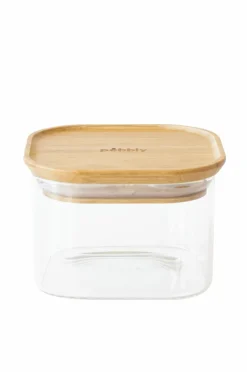 Pebbly Køkkenopbevaring-Firkantede dåser med bambuslåg 500 ml