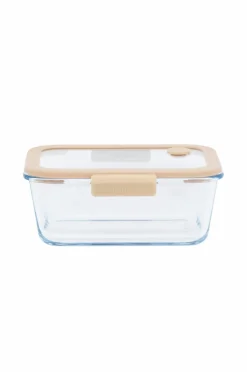 Pebbly Køkkenopbevaring-Rektangulær glasdåse med glaslåg og vakuumhætte - 1200 ml