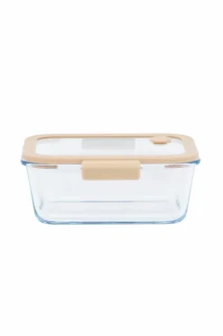 Pebbly Køkkenopbevaring-Rektangulær glasdåse med glaslåg og vakuumhætte - 800 ml