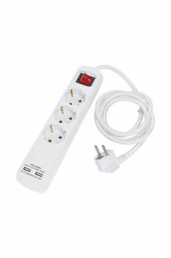 PR Home Lampetilbehør-Stikdåse 3 stik + Usb 1,4 m