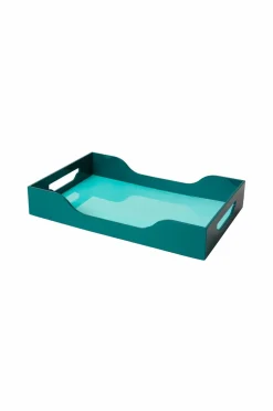 PRINTWORKS Småopbevaring-Lakeret bakke - Swell, turkis/grøn L