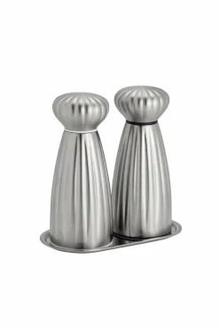 Robert Welch Husholdningsartikler-Salt- og peberkværne Palm Satin Medium med bakke Sæt