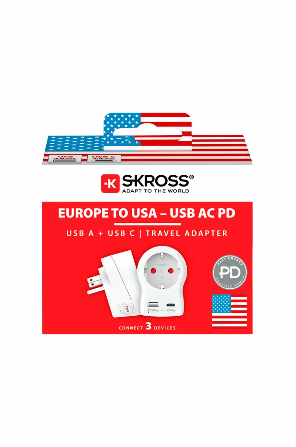 SKROSS Mobiltelefoner, Tablets & Tilbehør-Rejseadapter USB-A/USB-C 20W