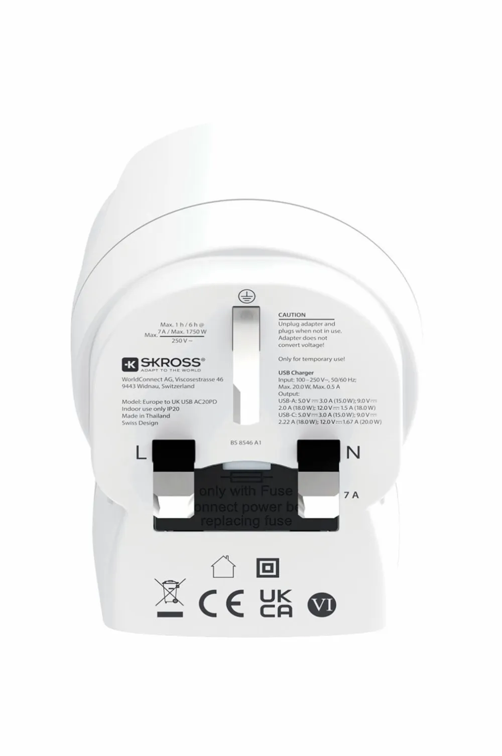 SKROSS Mobiltelefoner, Tablets & Tilbehør-Rejseadapter USB-A/USB-C 20W