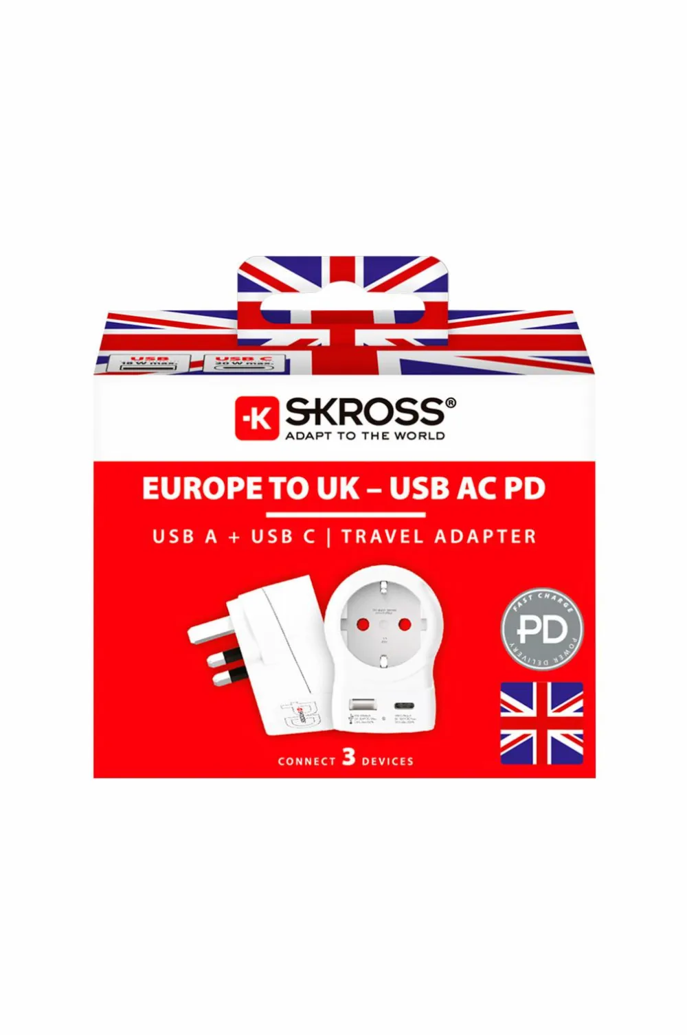 SKROSS Mobiltelefoner, Tablets & Tilbehør-Rejseadapter USB-A/USB-C 20W