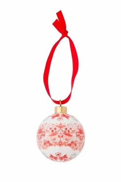 Spode Julepynt-WM Bauble - Strawberry Thief, Indian Red