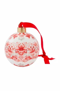Spode Julepynt-WM Bauble - Strawberry Thief, Indian Red