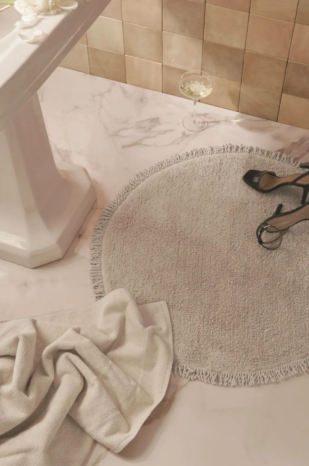 Staycation Badeværelsesmåtter|Badeværelsestekstiler-Badeværelsesmåtte Loose Ø 70 cm