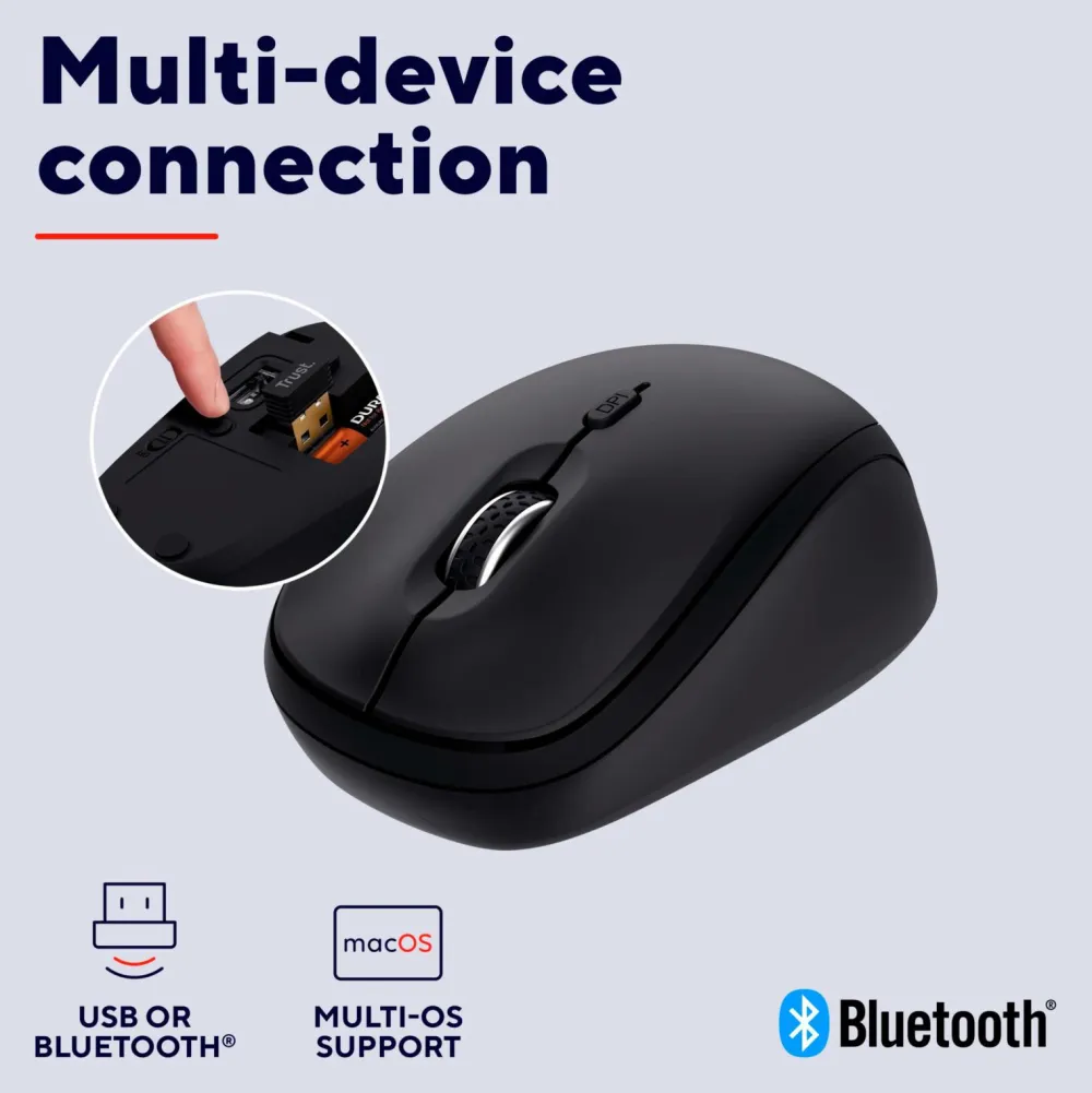 Trust Computertilbehør-Trådløs mus Yvi+ Bluetooth / 2,4 Ghz