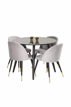 Venture Home Spisegrupper-Spisebordssæt Plaza med 4 stole Velvet