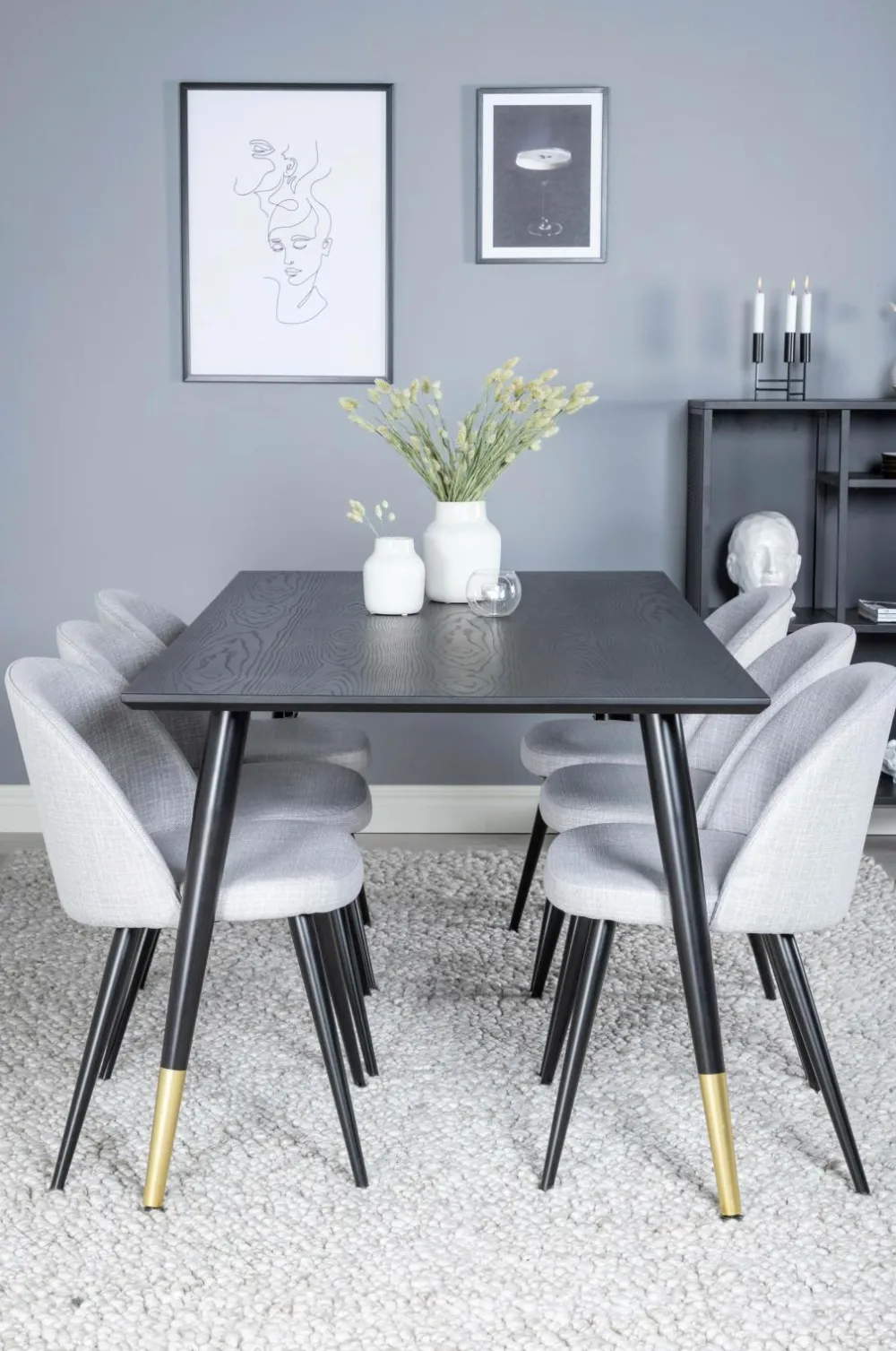 Venture Home Spisegrupper-Spisegruppe Dipp med 6 spisebordsstole Velvet