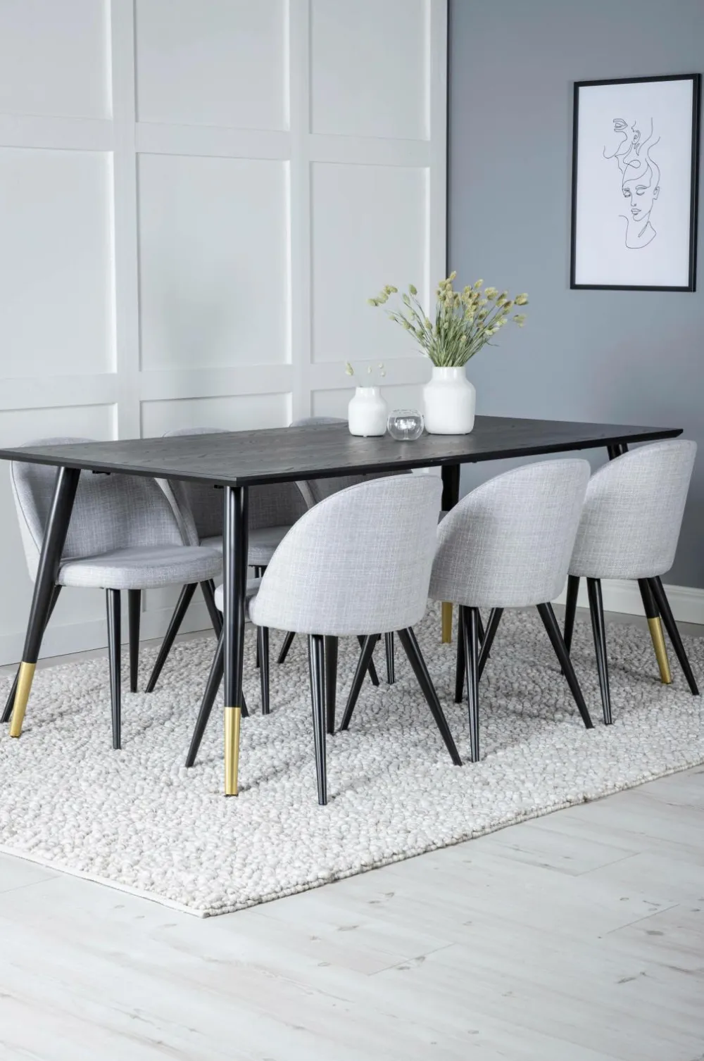 Venture Home Spisegrupper-Spisegruppe Dipp med 6 spisebordsstole Velvet