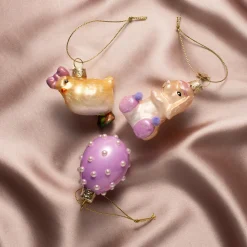 Vondels Påskepynt-Ornament glas påskesæt bunny, sæt med 3