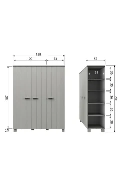 WOOOD Garderobeskabe-Garderobeskab Dennis, 3 låger