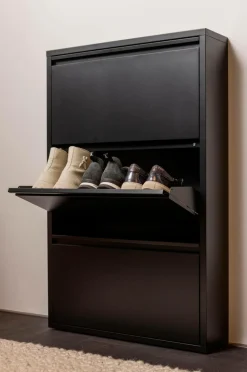 WOOOD Entrémøbler-Skoskab med 3 rum Sabine