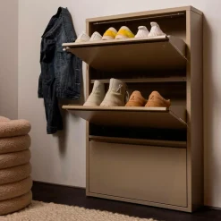 WOOOD Entrémøbler-Skoskab med 3 rum Sabine